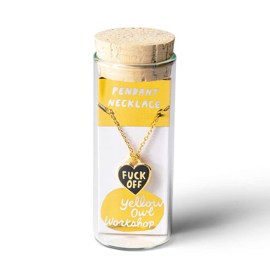 F*ck Off Heart Pendant Necklace | Gold Enamel