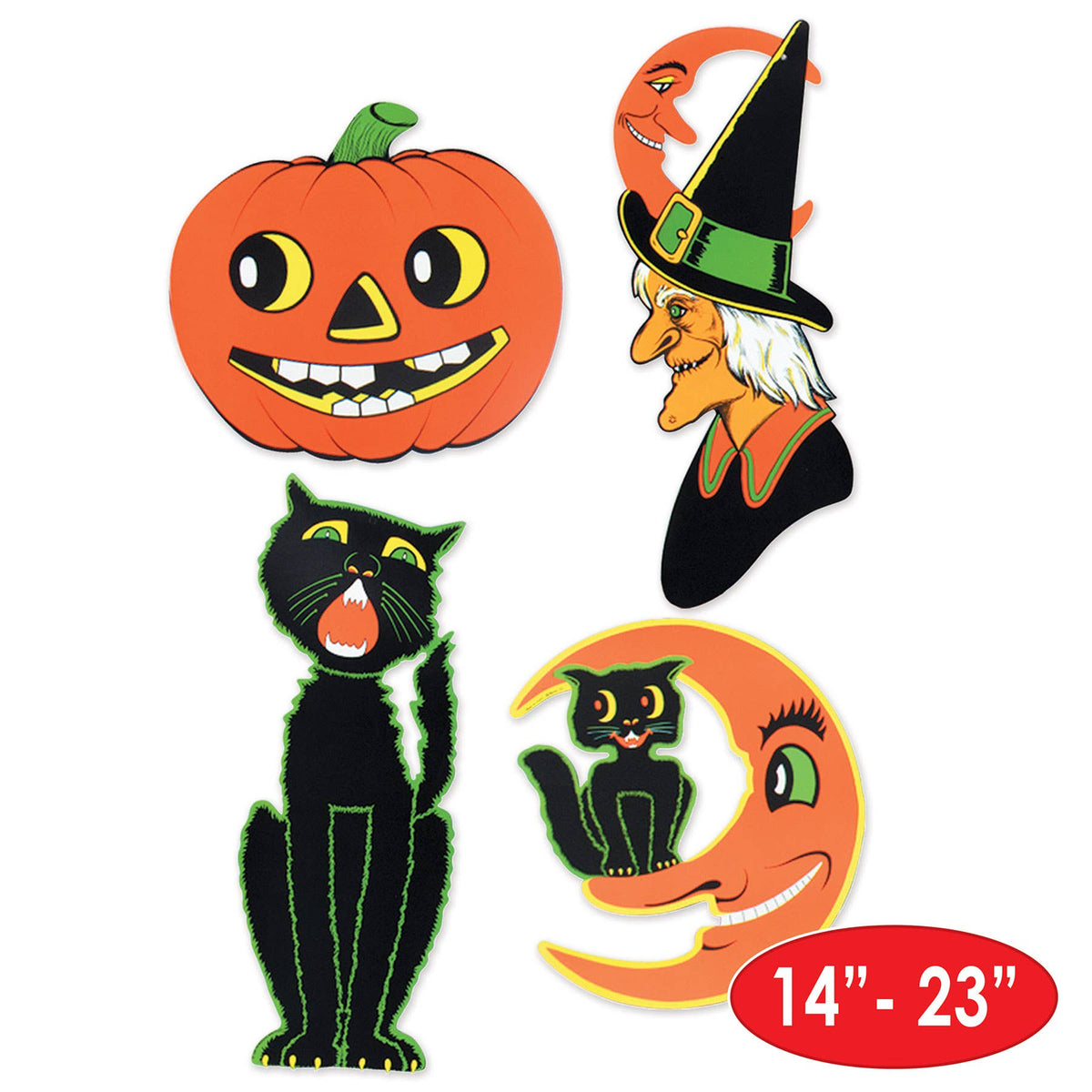 Halloween Cutouts Set C, 14-23", Pack of 4 designs