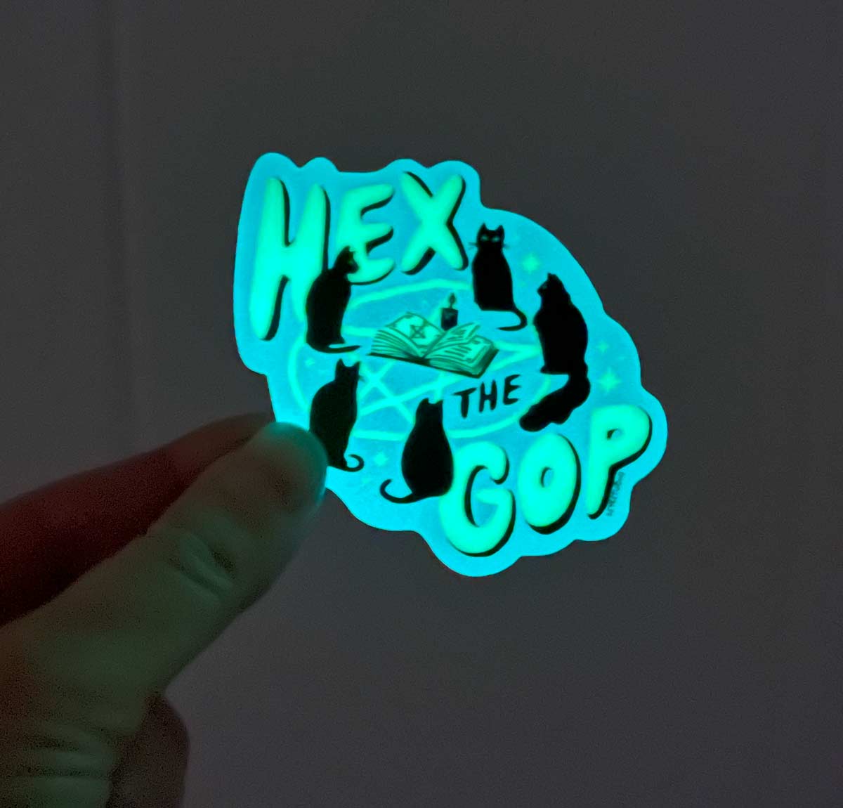 Hex the GOP Glow in the Dark Vinyl Sticker