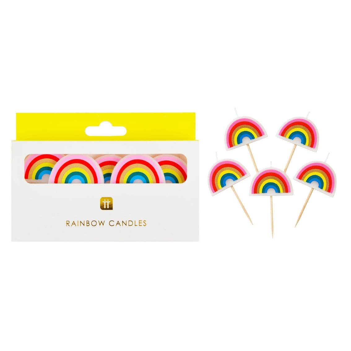 Rainbow Shaped Birthday Candles - 5 Pack