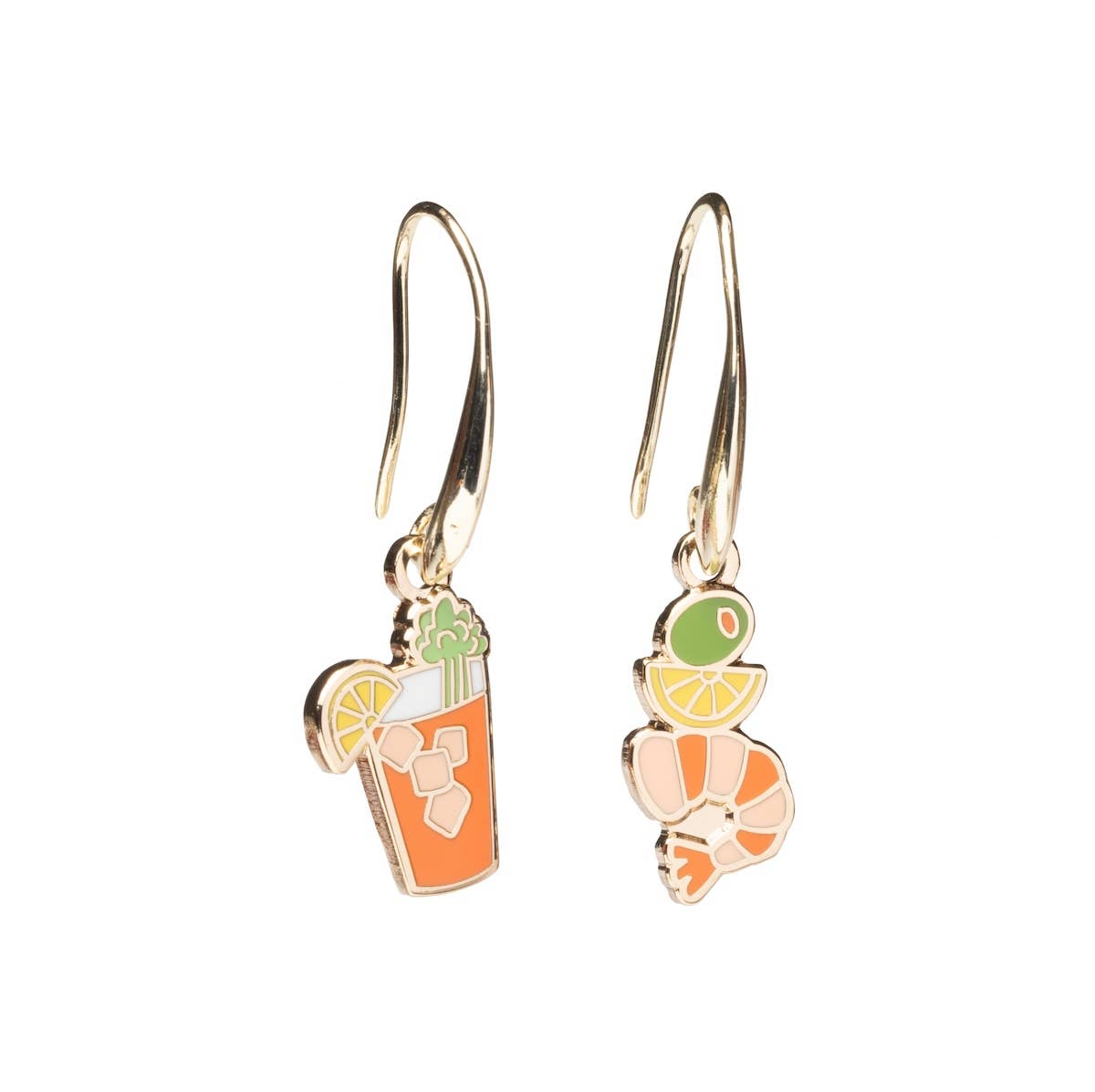Bloody Mary Earrings - Gold Statement Alcohol Jewelry