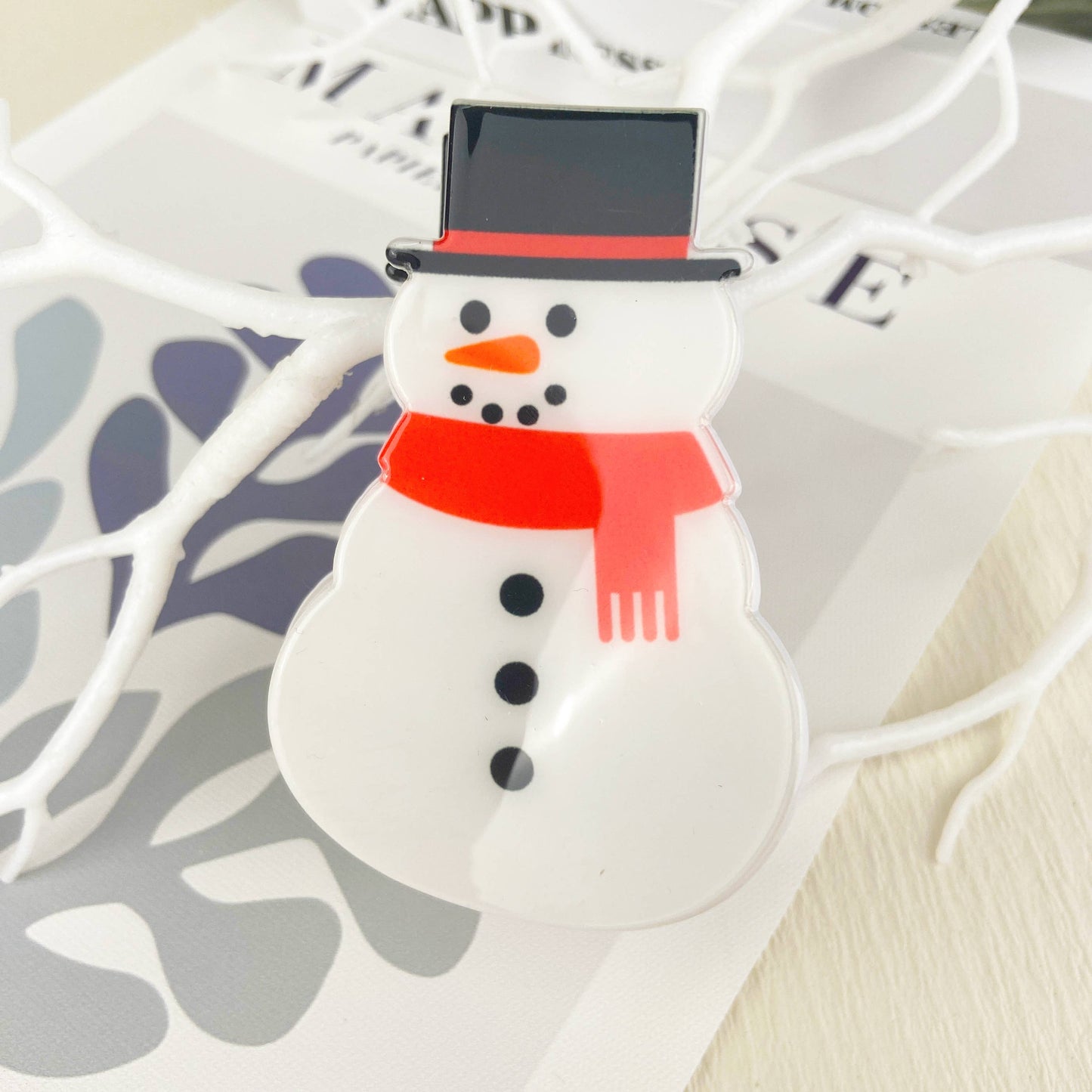 Snowman Hair Claw Clip