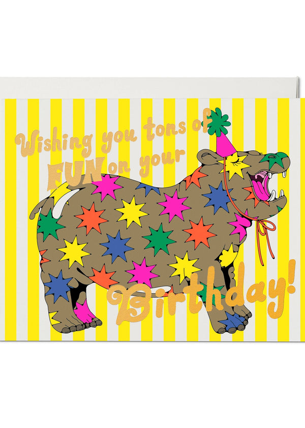 Tons of Fun Birthday Hippo card