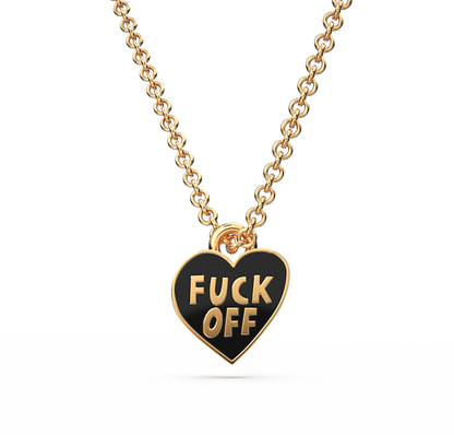 F*ck Off Heart Pendant Necklace | Gold Enamel