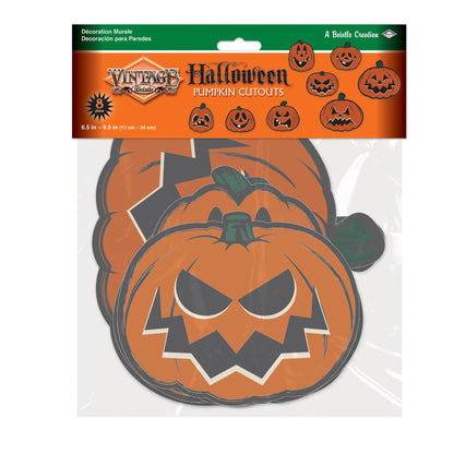 Vintage Halloween Pumpkin Cutouts, 6½"-9½", 8 per package