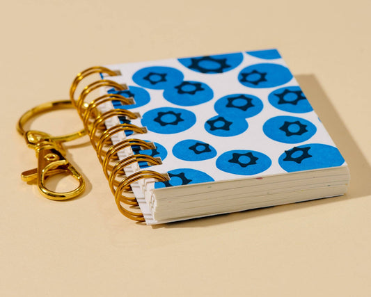 Letterpress Mini Notebook Bag Charm—Blueberry