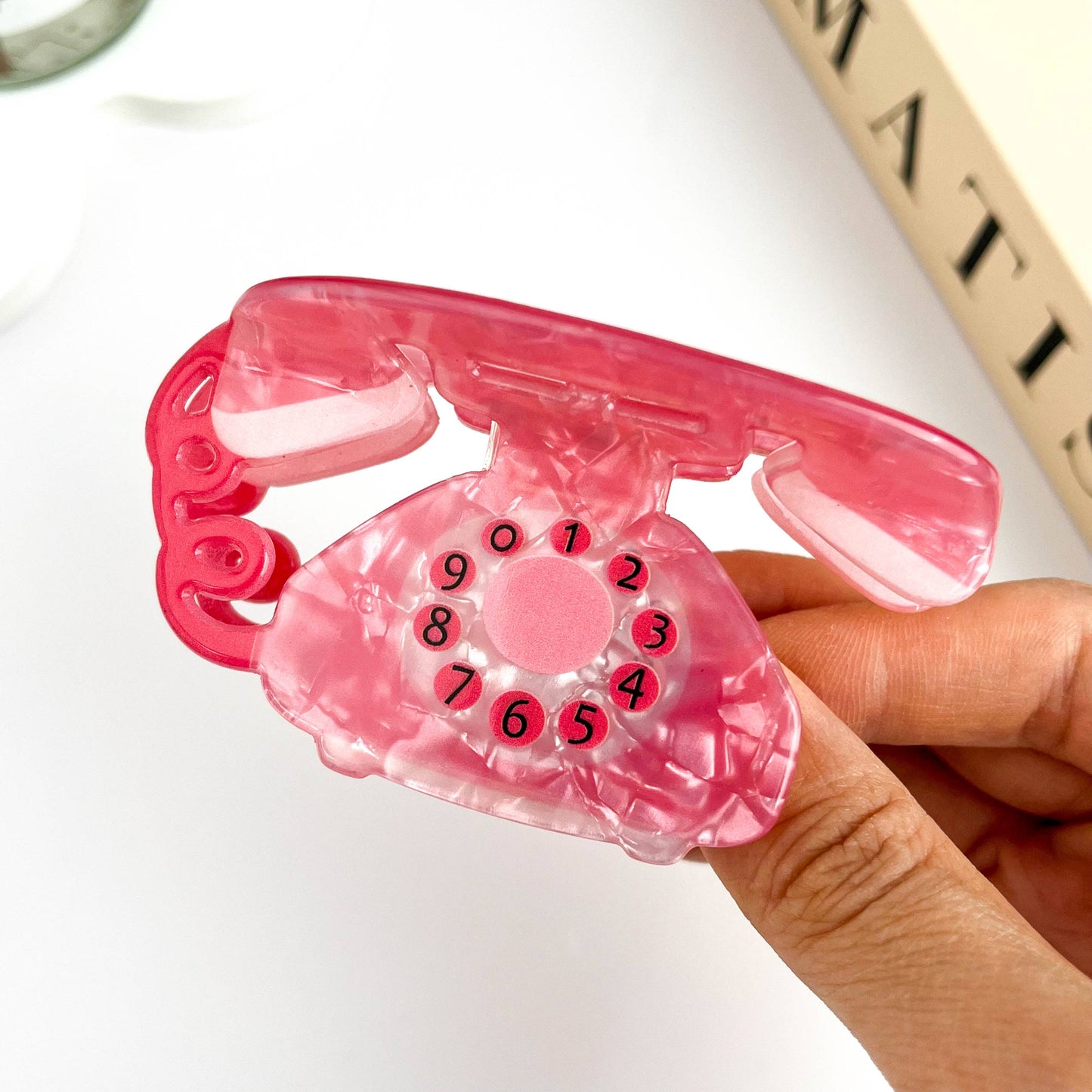 Retro Telephone Acrylic Hair Claw Clip