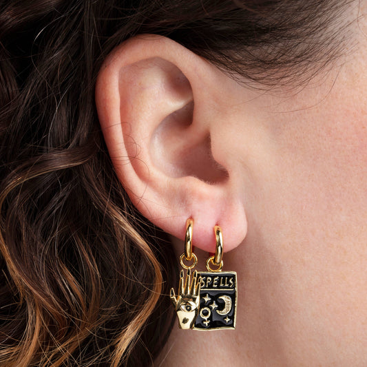 Mystic Spells Hoop Earrings - Gold Witchy Statement Jewelry