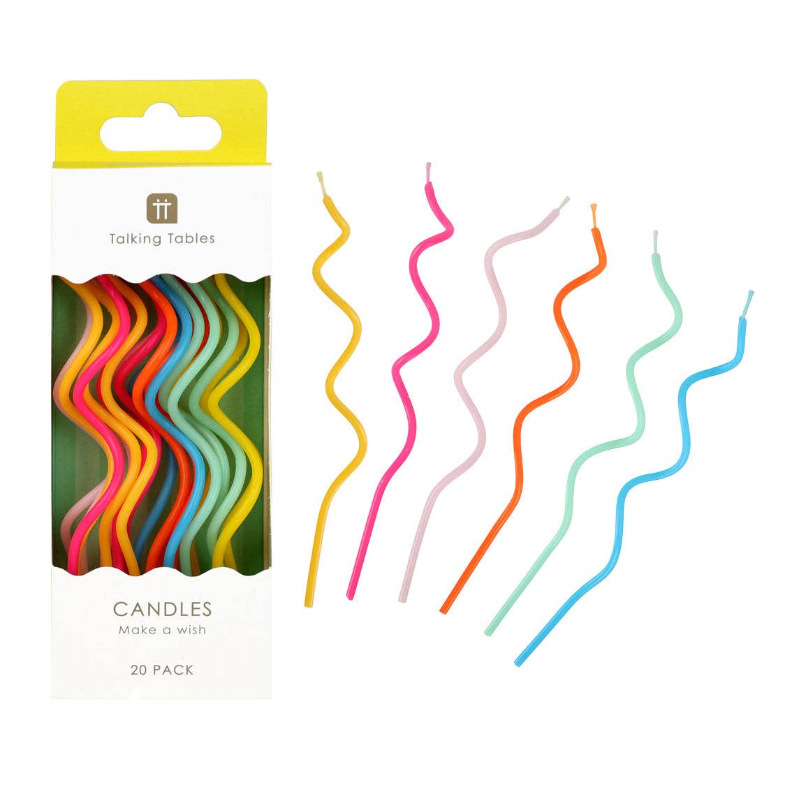 Rainbow Twisted Birthday Candles - 20 Pack