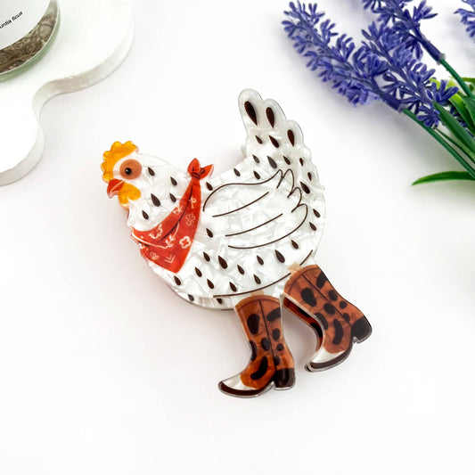 Cowboy Chicken Hair Claw Clip