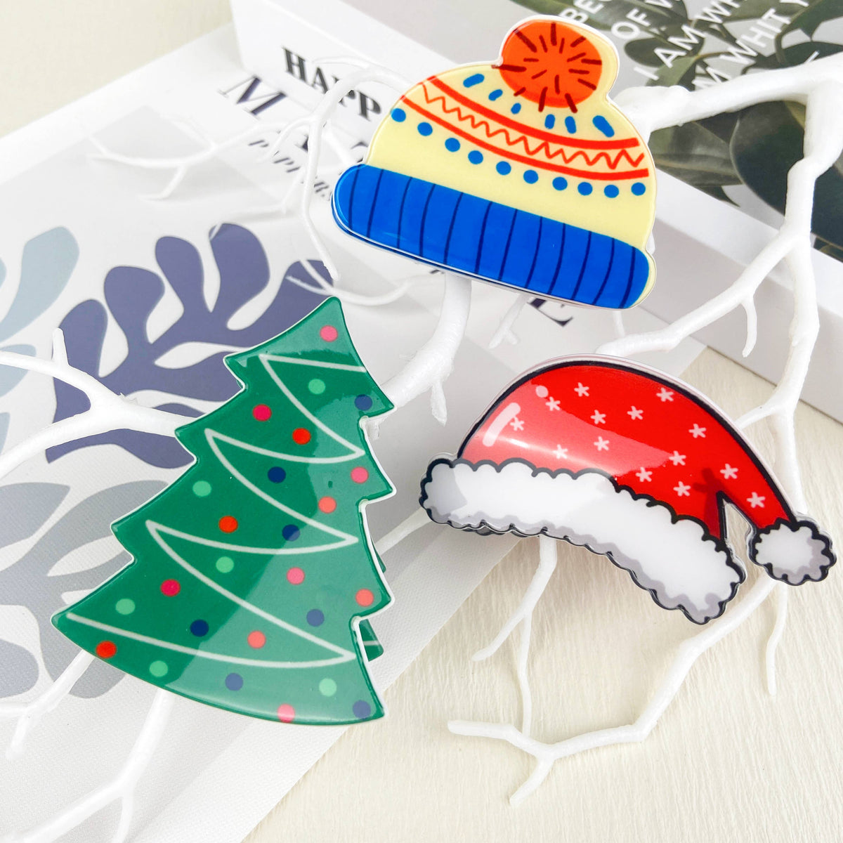 Snowman Hair Claw Clip