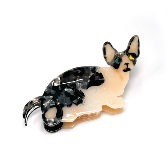 Tuxedo Hairless Cat Hair Claw Clip – Quirky & Fun Accessory