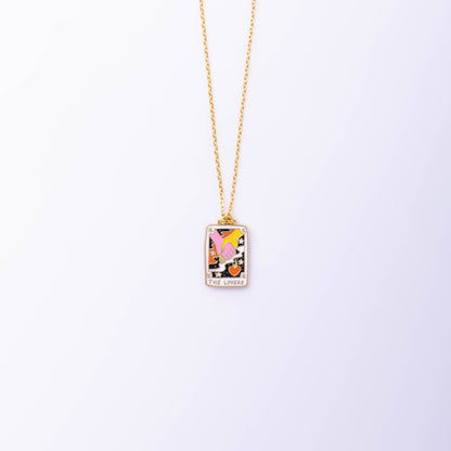 Tarot Lovers Pendant Necklace - 22k Gold Gilded Jewelry