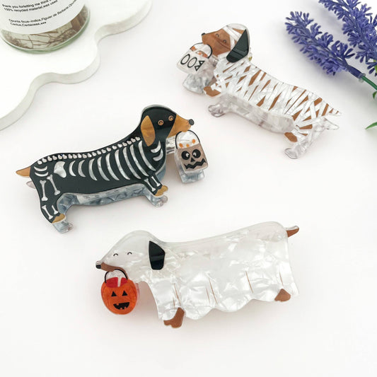 Halloween Ghost Dog Hair Claw Clip