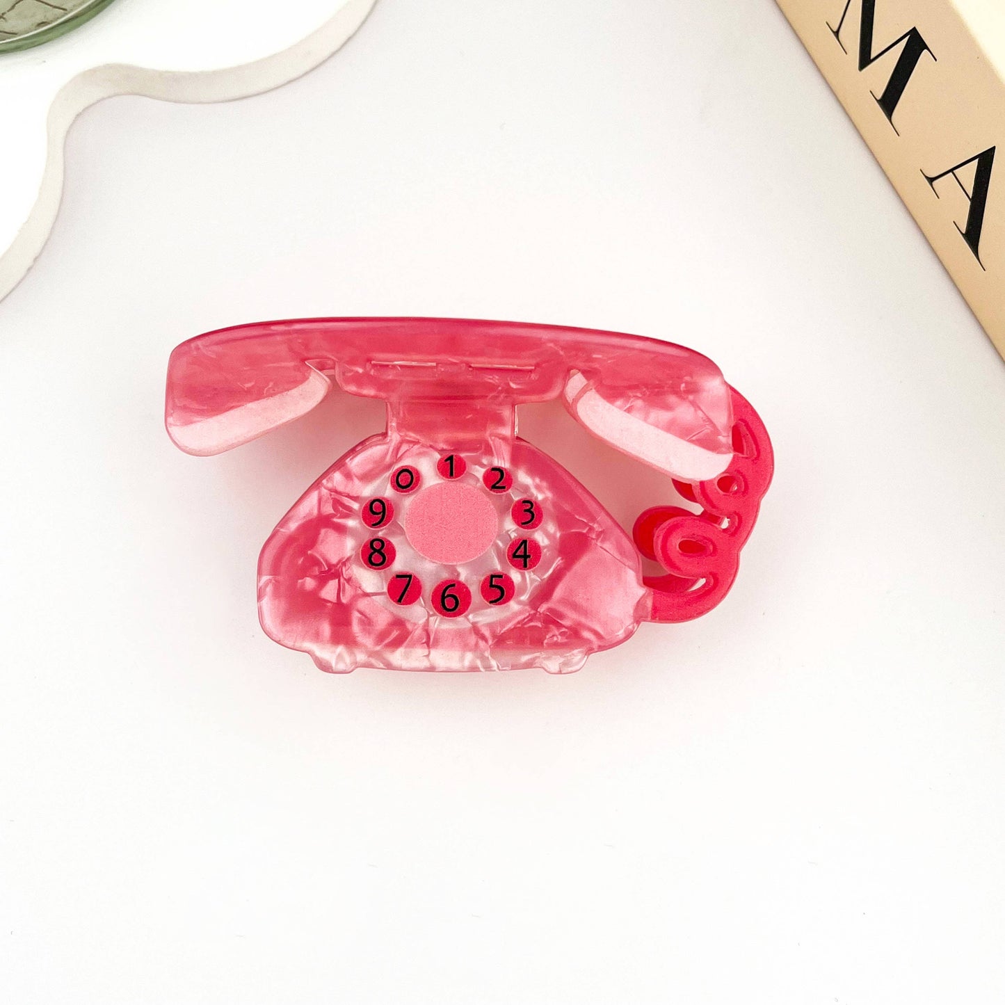 Retro Telephone Acrylic Hair Claw Clip