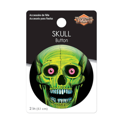 Vintage Halloween Skull 2" Button