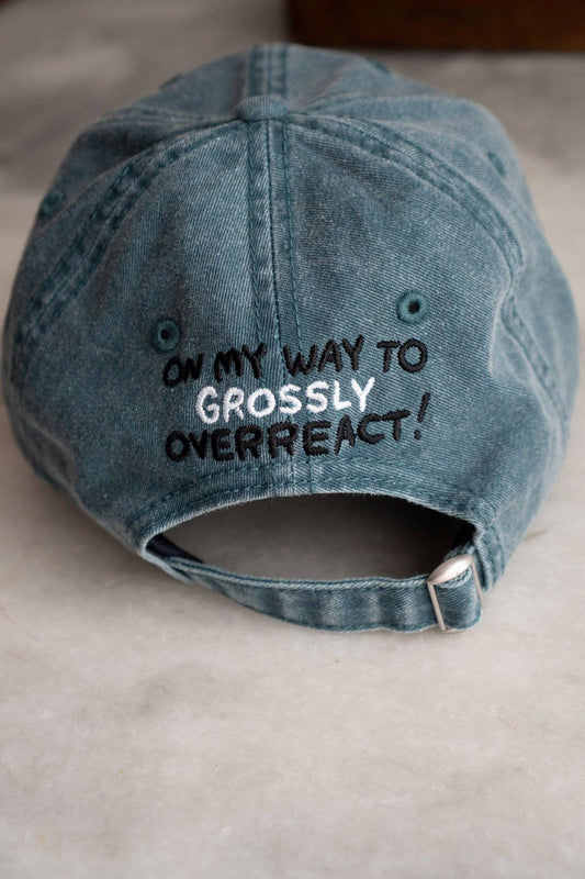 Overreact Front & Back Hat | Embroidered Dad Hat: Vintage Teal