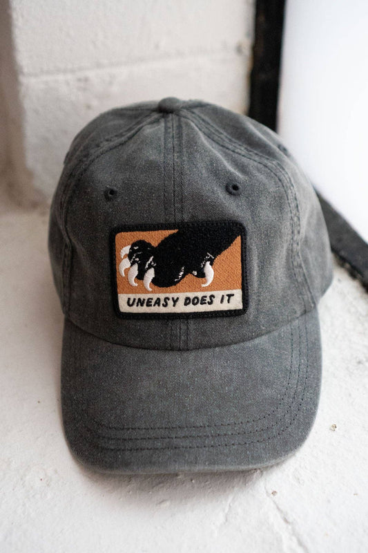 Uneasy Does It Patch Hat | Patched Dad Hat: Solid Black