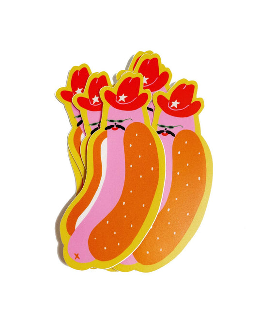 Cowboy Hotdog Sticker