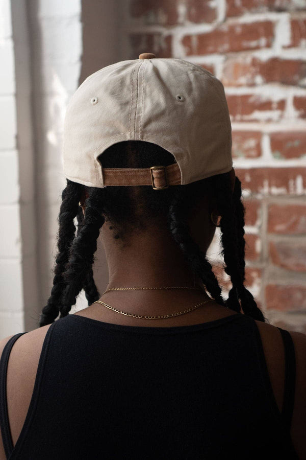 Quilt Flowers Two-Tone Dad Hat: Cream / brown