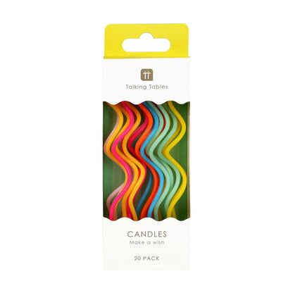Rainbow Twisted Birthday Candles - 20 Pack