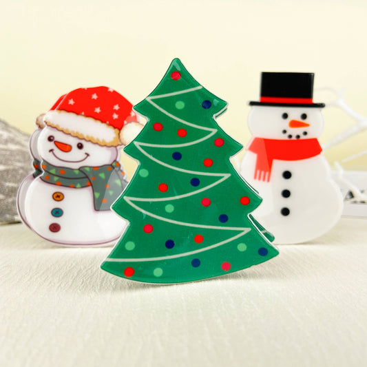 Snowman Hair Claw Clip