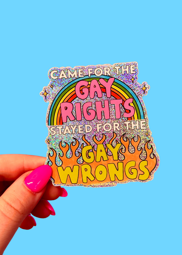 Gay Wrongs Glitter Sticker