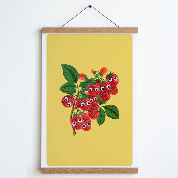 Googly Raspberries Print: Pink / Large - 12" x 18"