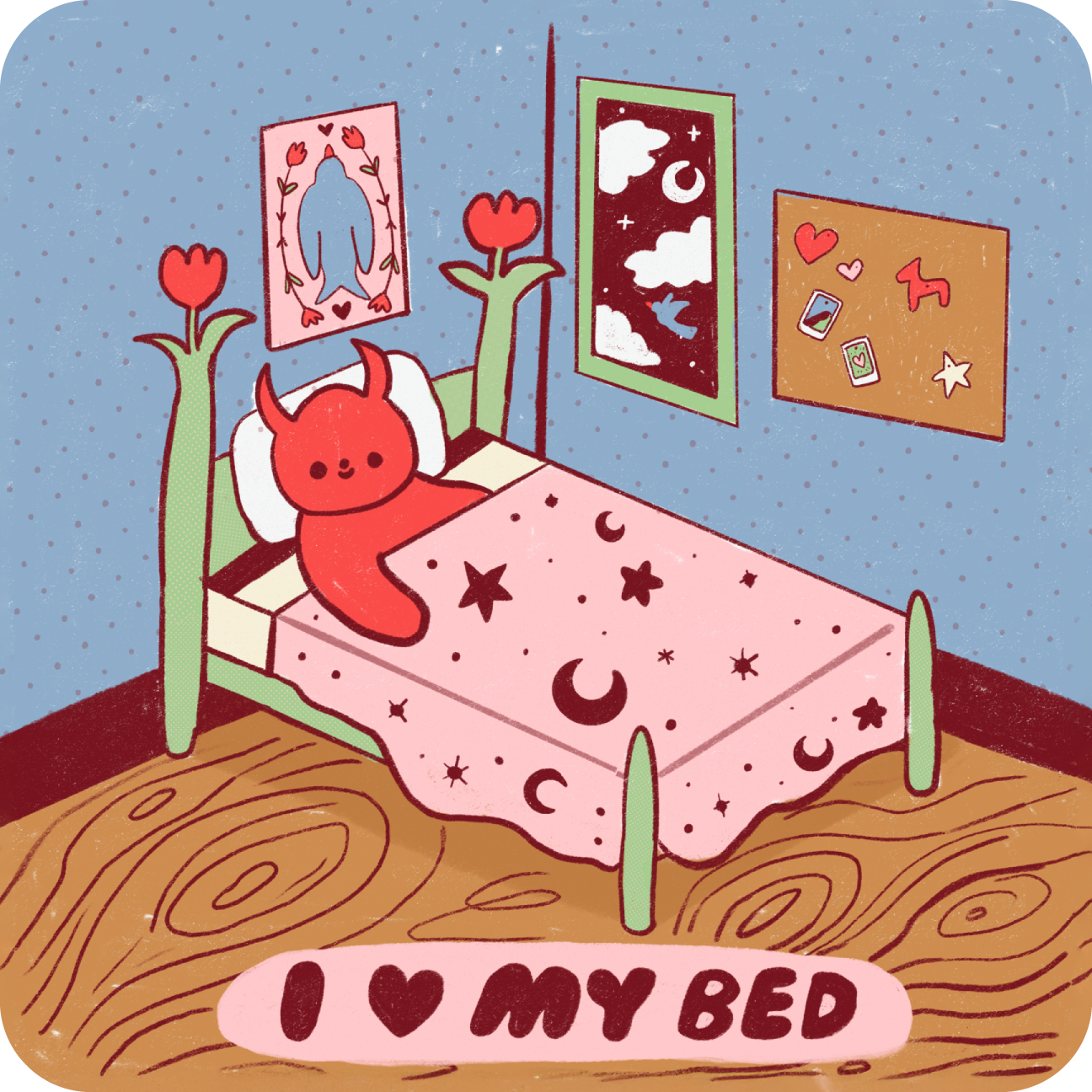 I Love My Bed Sticker