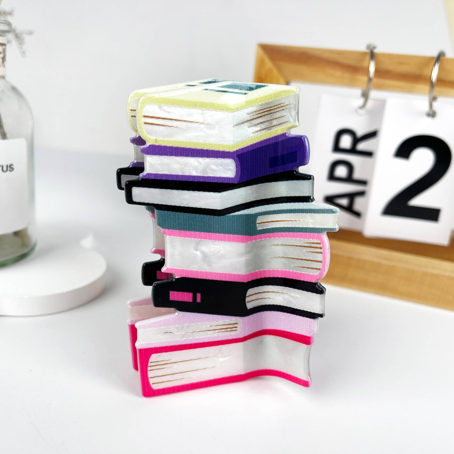 Stack of Books Hair Claw Clip