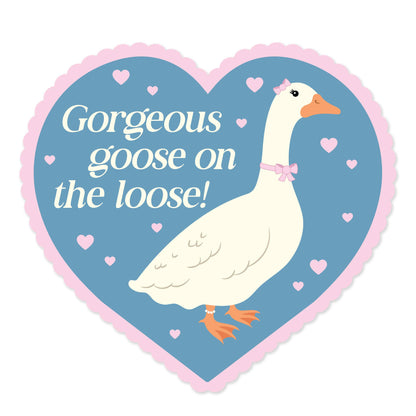 Gorgeous Goose On The Loose Funny Cute Heart Vinyl Sticker