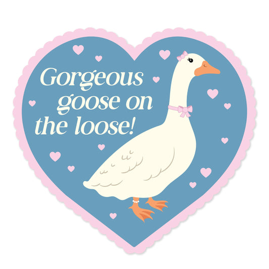 Gorgeous Goose On The Loose Funny Cute Heart Vinyl Sticker