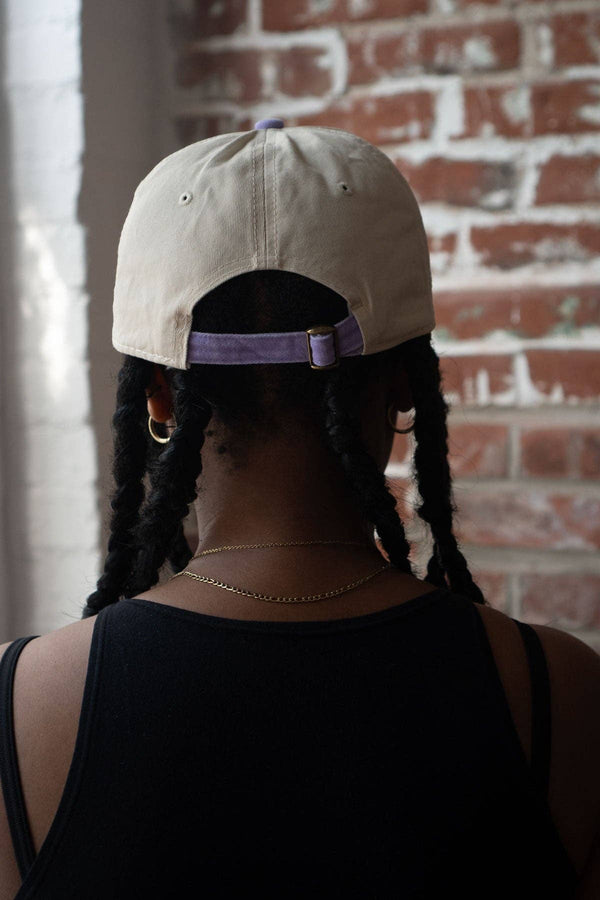 Going Nowhere Fast Two-Tone Dad Hat: Cream / purple