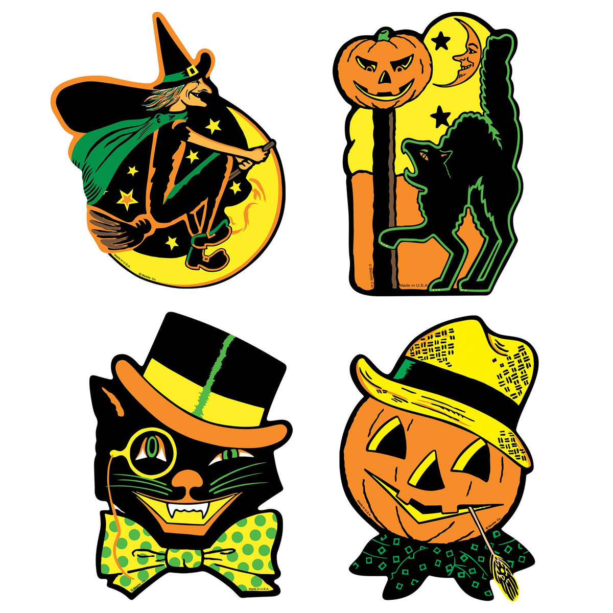 Halloween Cutouts, 8½"-9¼", 4 per package, Assortment varies