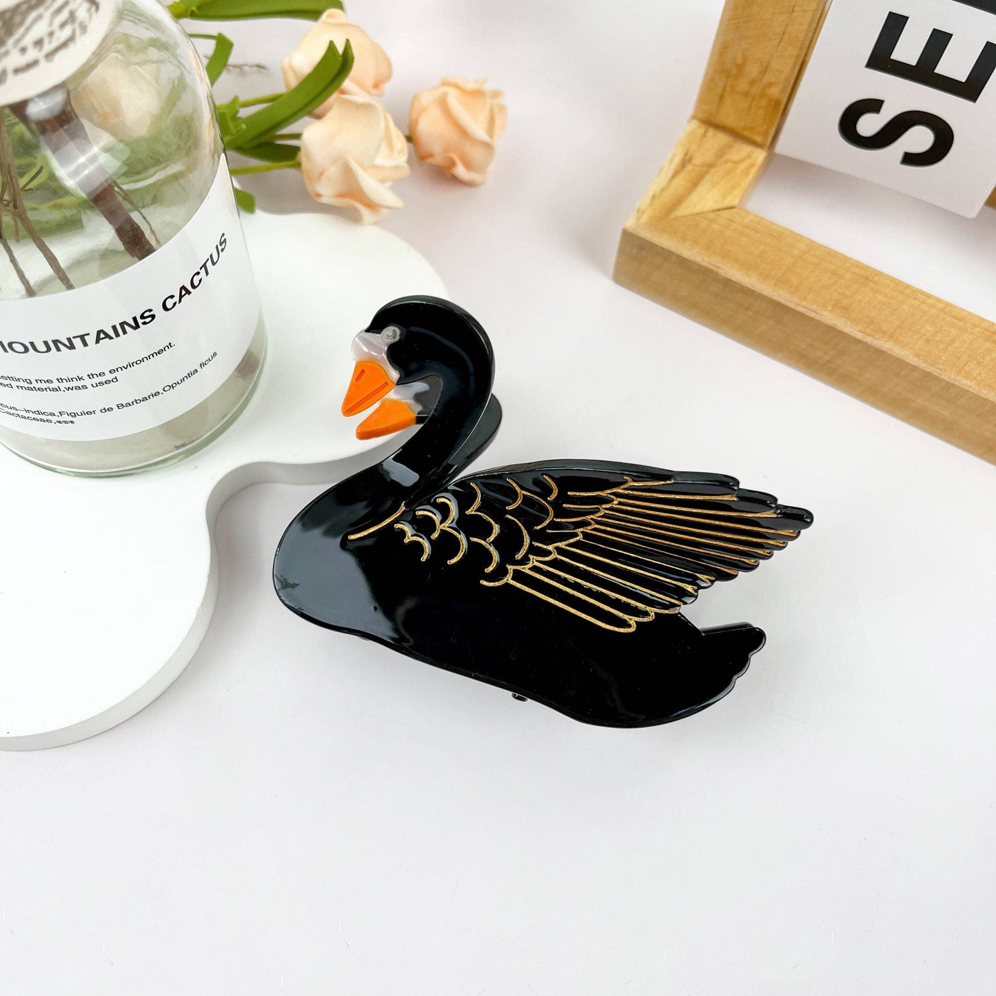 White Swan Hair Claw Clip