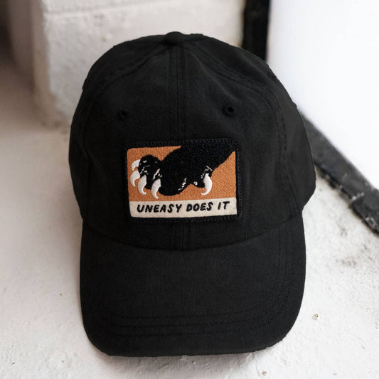 Uneasy Does It Patch Hat | Patched Dad Hat: Solid Black
