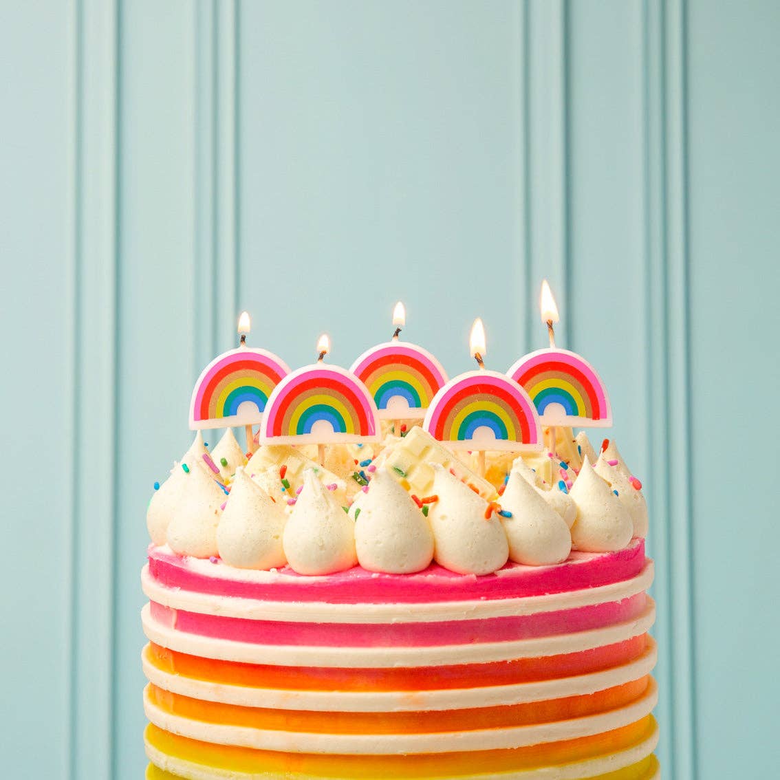 Rainbow Shaped Birthday Candles - 5 Pack