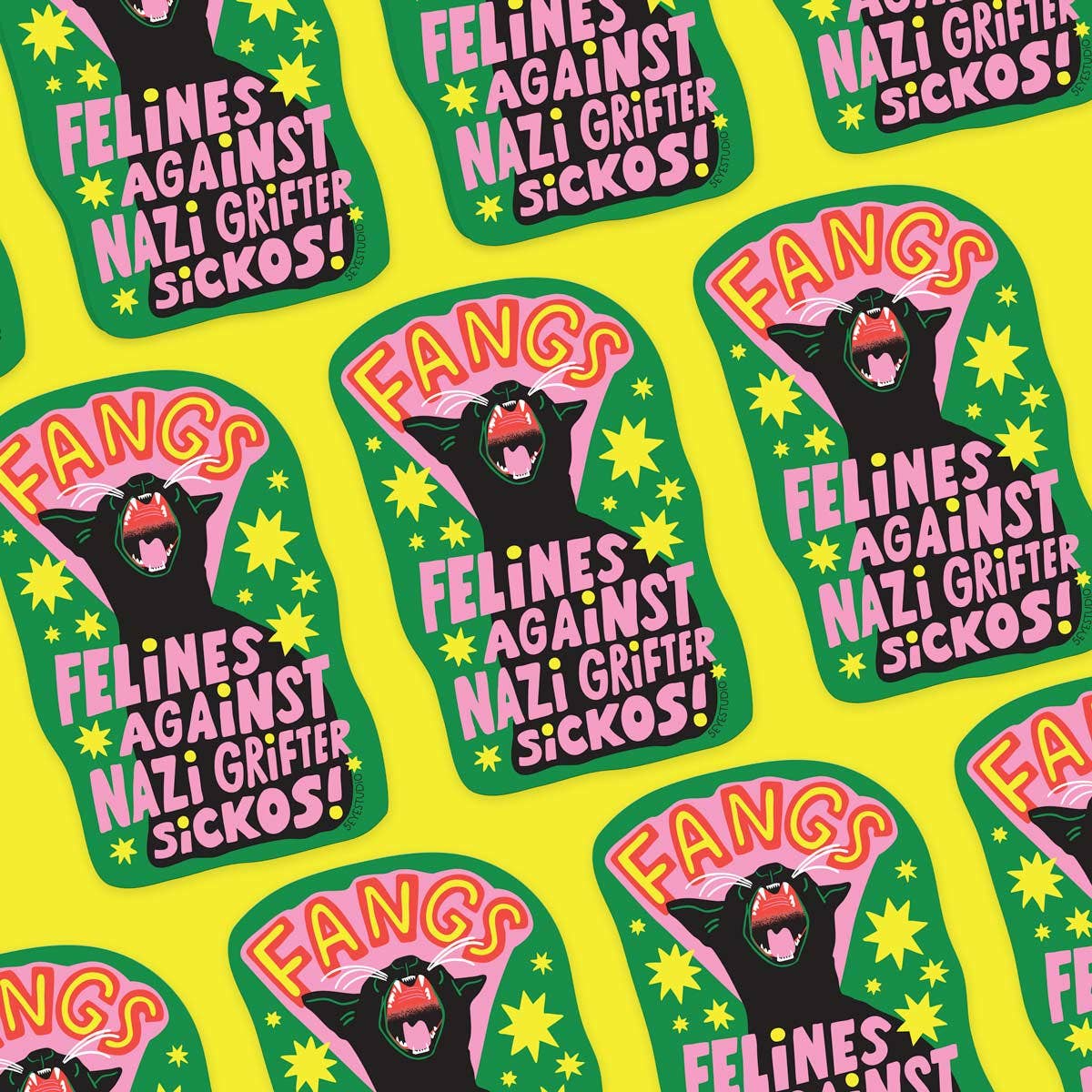 FANGS Cat Vinyl Sticker