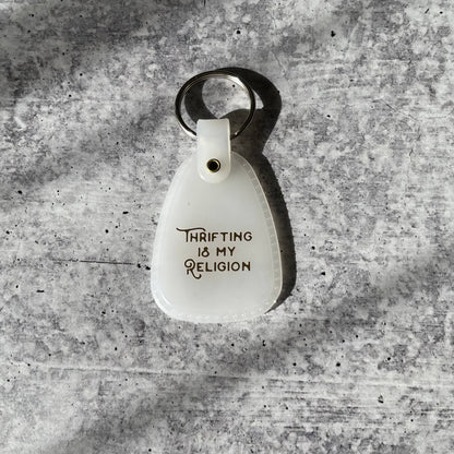 Thrifting is my religion Saddle Keychain (Glow in the dark)
