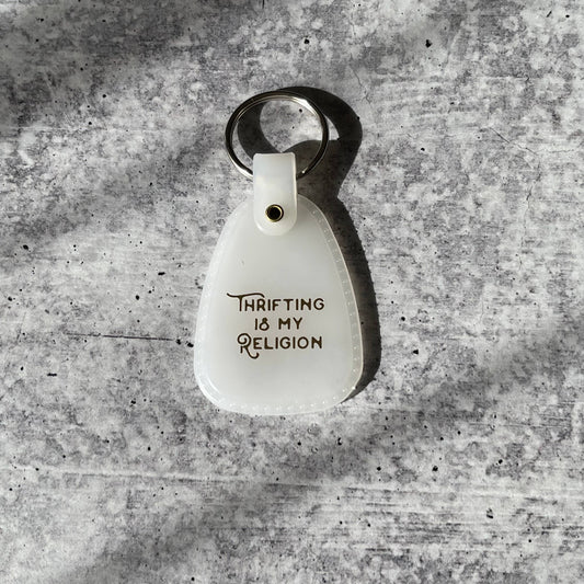 Thrifting is my religion Saddle Keychain (Glow in the dark)