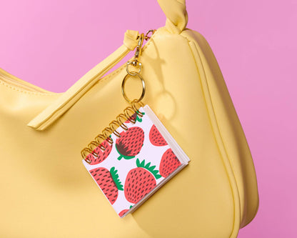 Letterpress Mini Notebook Bag Charm—Strawberry