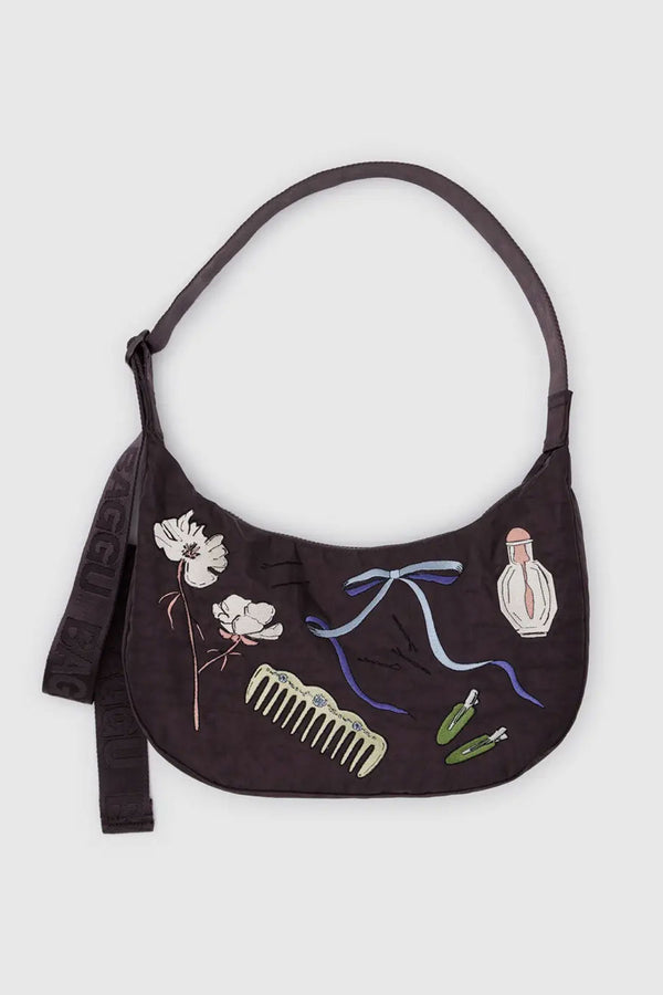 Medium Nylon Embroidered Crescent Bag - Get Ready With Me