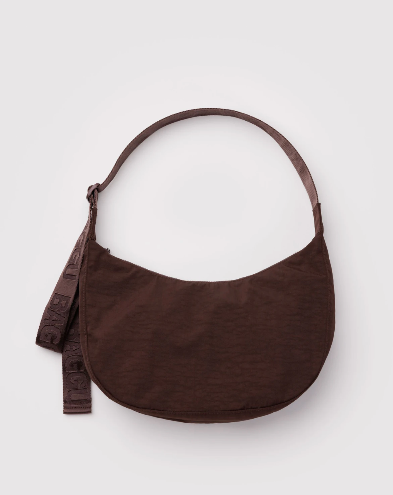 Medium Nylon Crescent Bag - Coffee