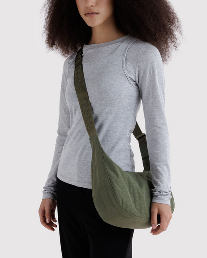 Medium Nylon Crescent Bag - Caper