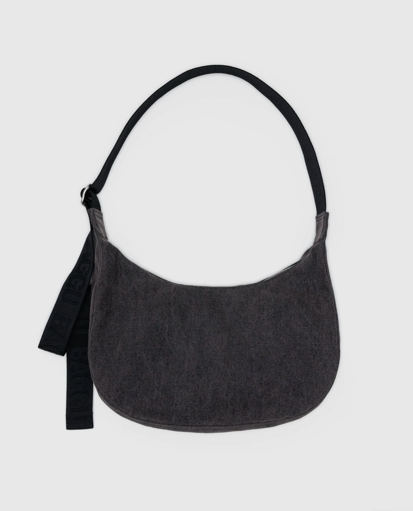 Medium Nylon Crescent Bag - Washed Black Denim