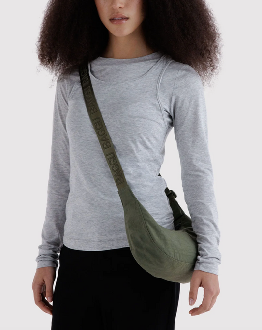 Small Nylon Crescent Bag - Caper