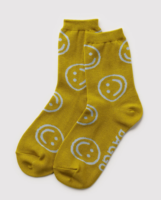 Crew Socks - Ochre Happy