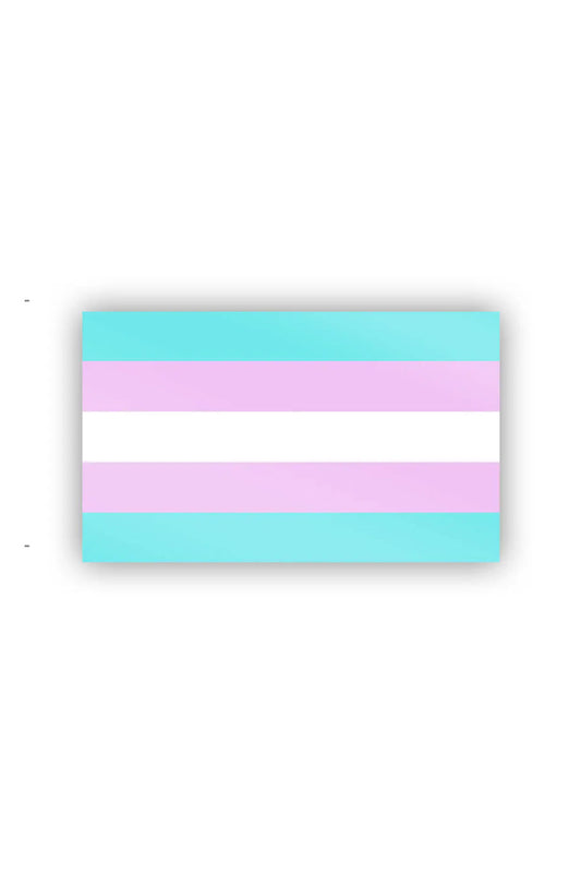 Vinyl sticker against a white background of the Transgender Pride Flag.