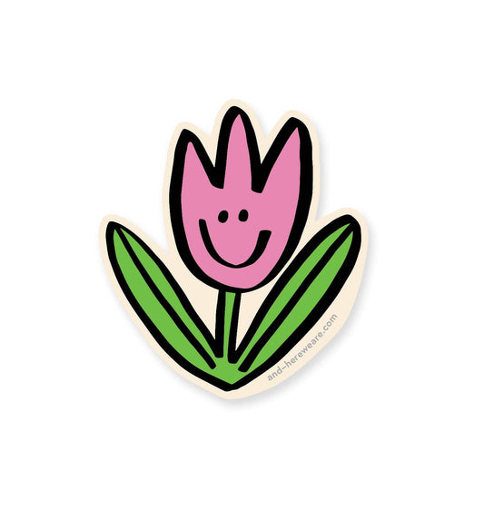 Happy Tulip Garden Flower Vinyl Sticker