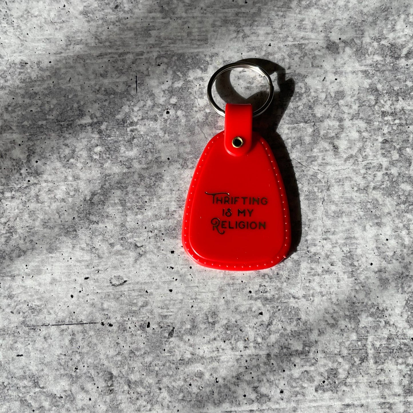 Thrifting is my religion Saddle Keychain (Glow in the dark)